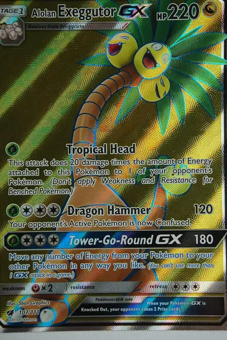 Pocket Monster Pokémon Kort-Alolan Exeggutor Gx 107/111 Full Art