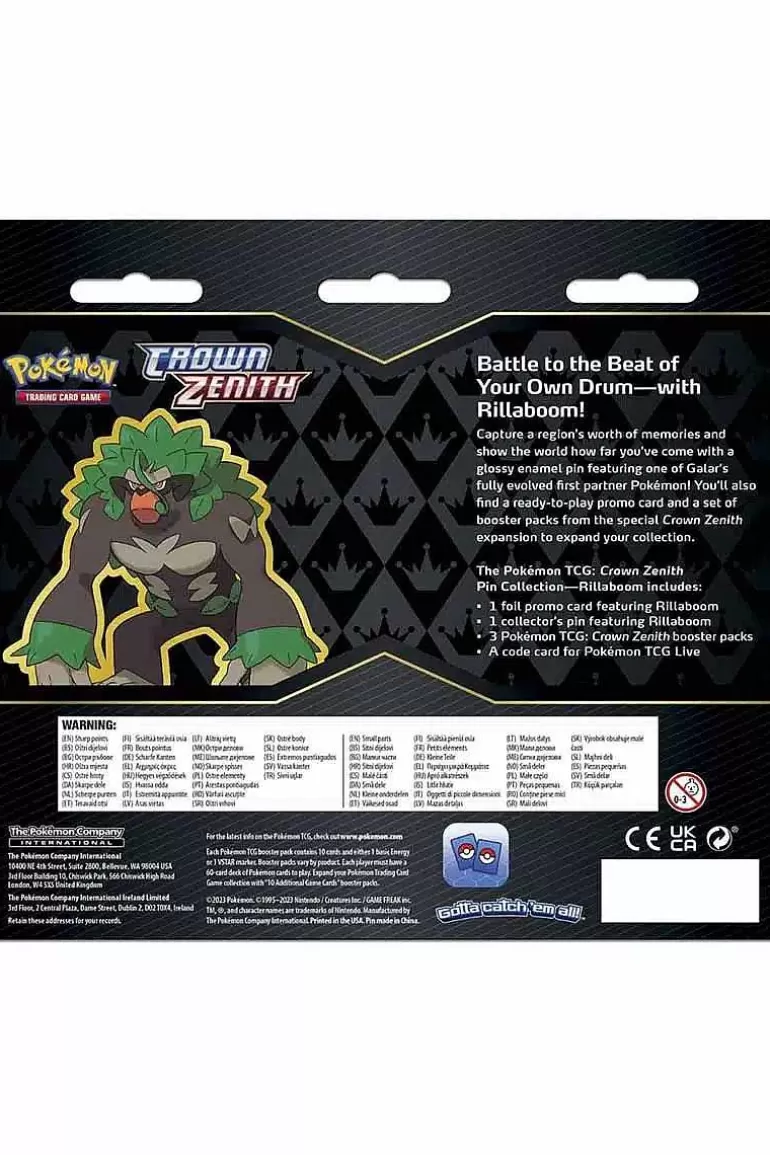 Pocket Monster Pokémon Kort-Crown Zenith Pin Blisterpakke Med Rillaboom