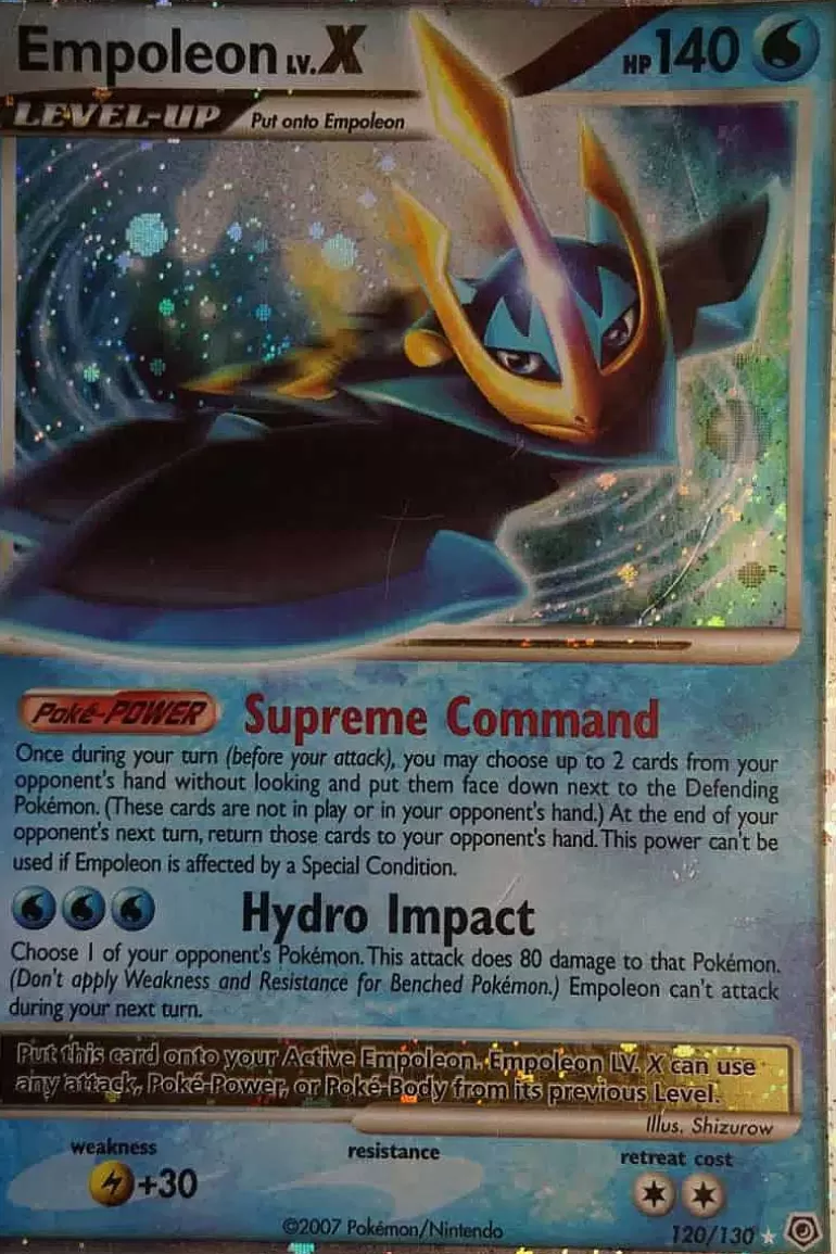 Pocket Monster Pokémon Kort-Empoleon Lv.X 120/130 Ultra-Rare: Obs Slidt Kort