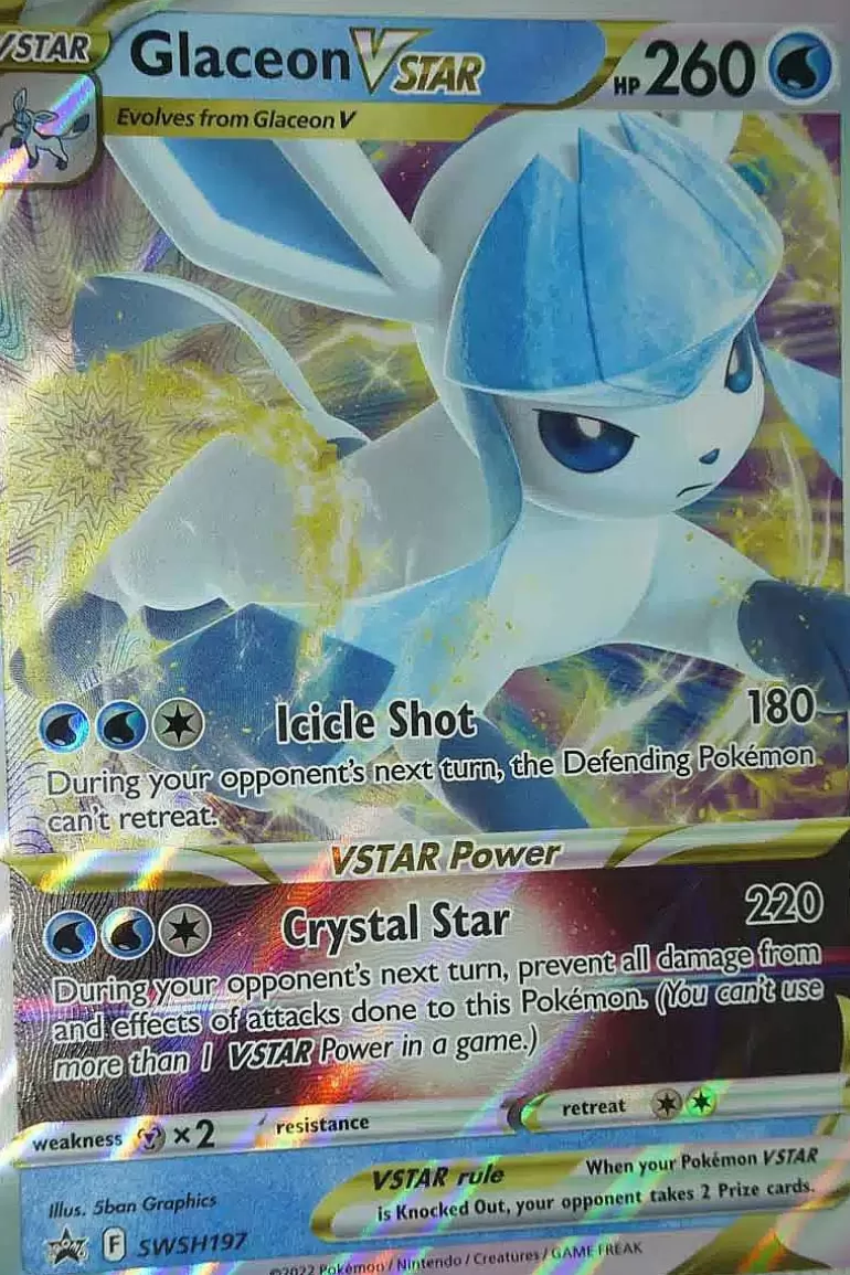 Pocket Monster Pokémon Kort-Glaceon Vstar Swsh197 Stor