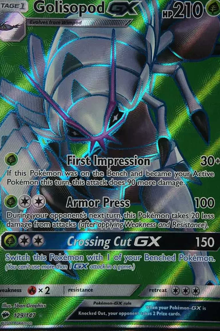Pocket Monster Pokémon Kort-Golisopod Gx 129/147 Full Art