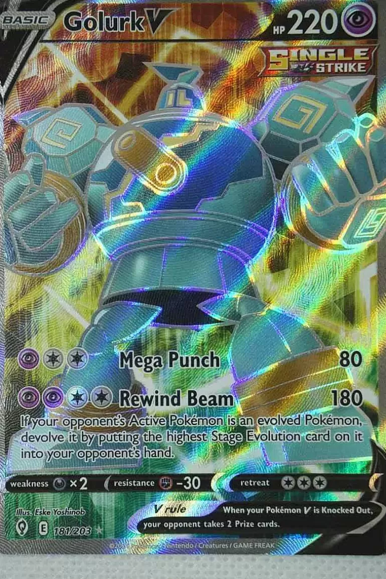 Pocket Monster Pokémon Kort-Golurk V 181/203 Full Art