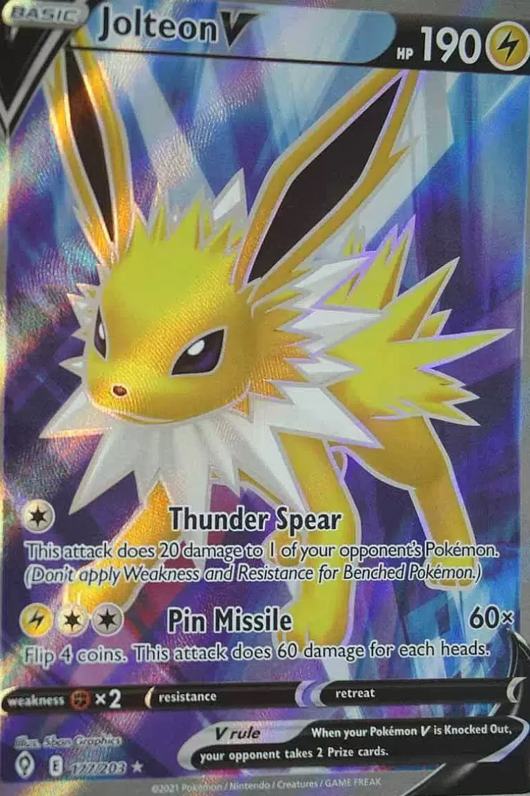 Pocket Monster Pokémon Kort-Jolteon V 177/203 Full Art