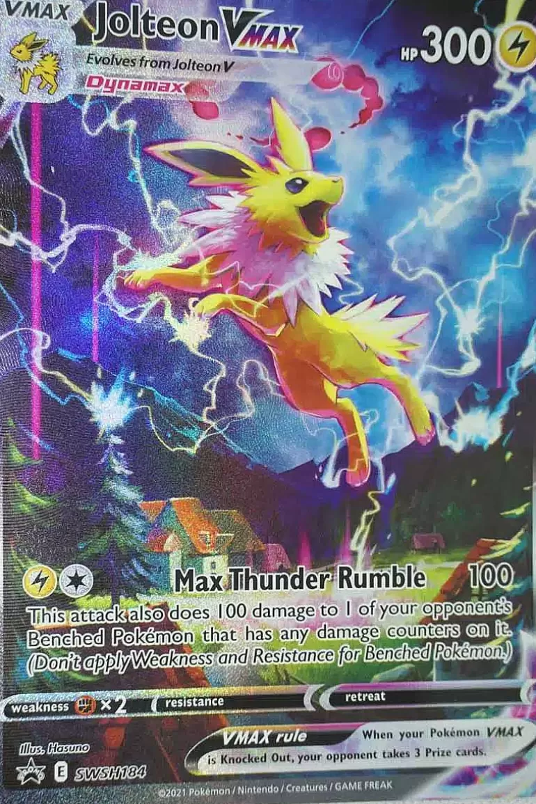 Pocket Monster Pokémon Kort-Jolteon Vmax Swsh184 Alternate Art Stor
