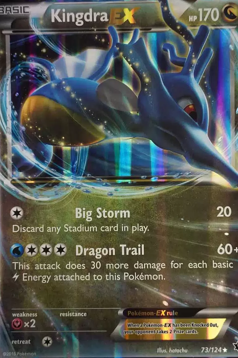 Pocket Monster Pokémon Kort-Kingdra Ex 73/124 Stor