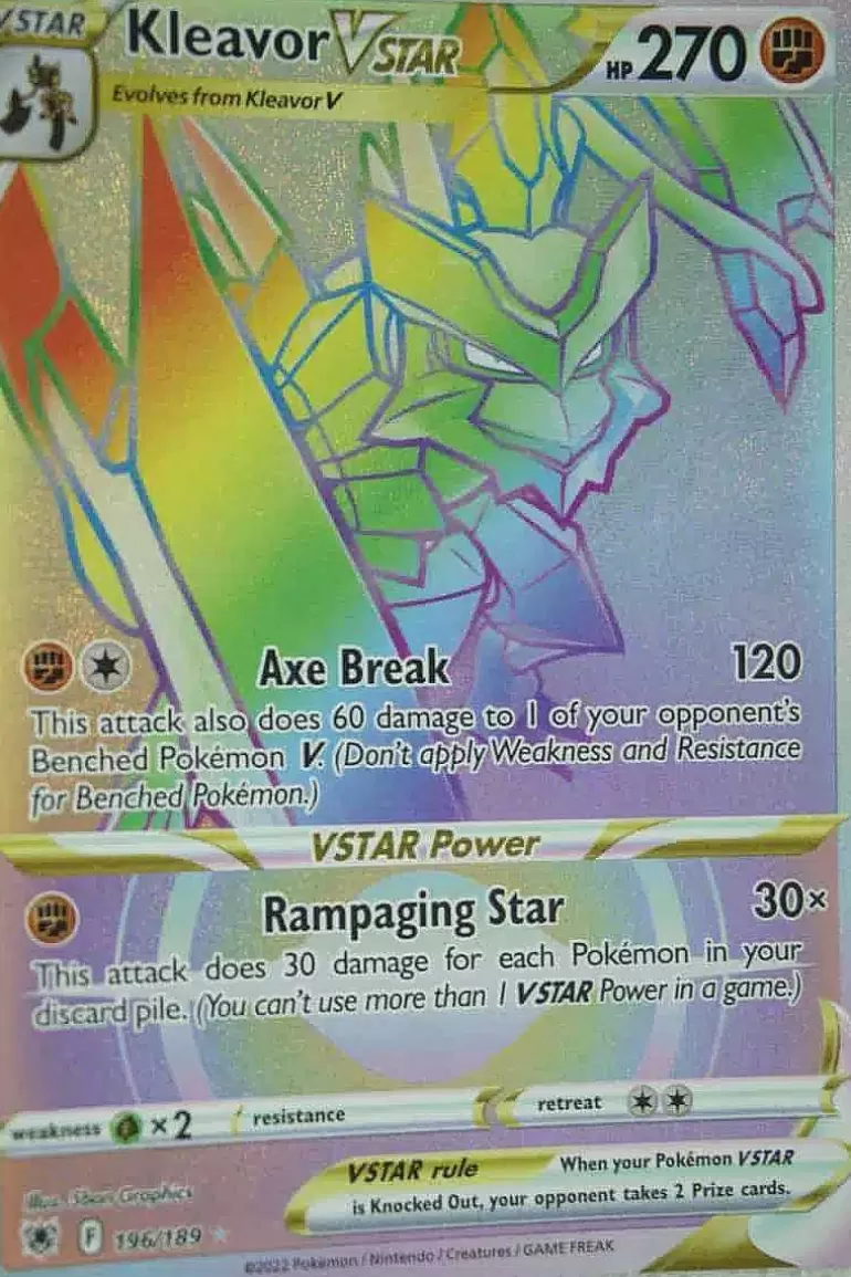 Pocket Monster Pokémon Kort-Kleavor Vstar 196/189 Hyper Rare