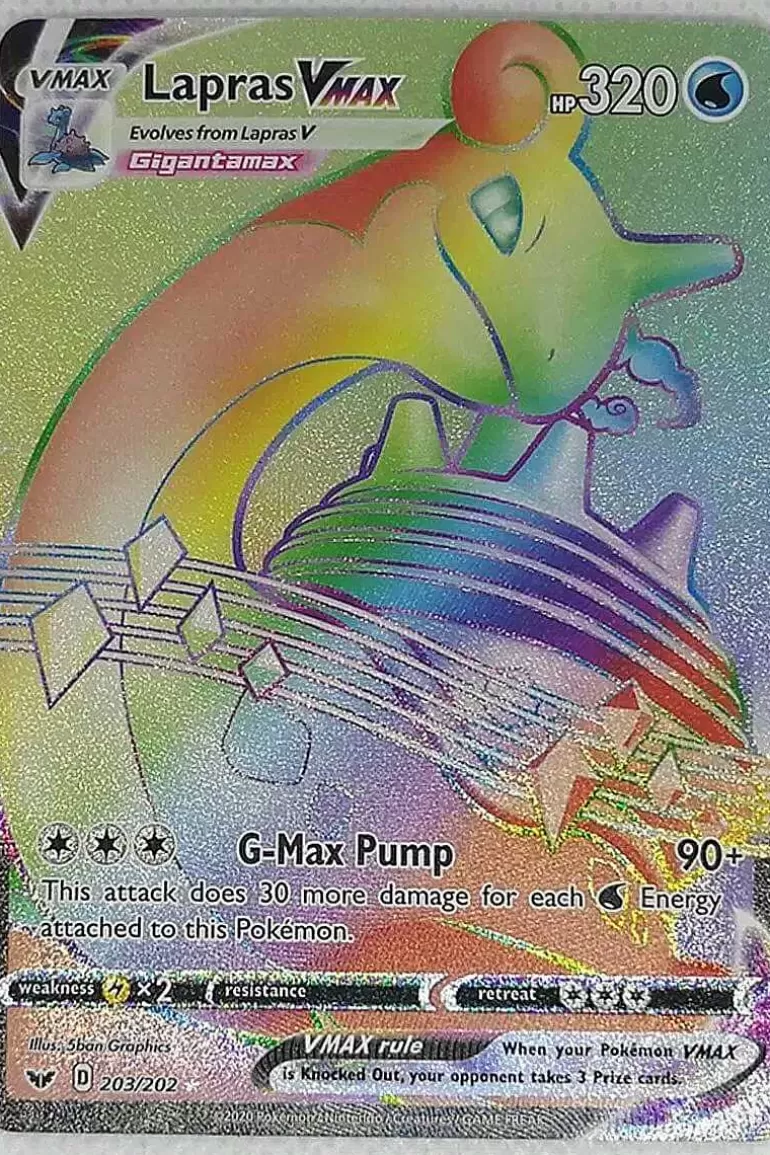 Pocket Monster Pokémon Kort-Lapras Vmax 203/202 Hyper Rare