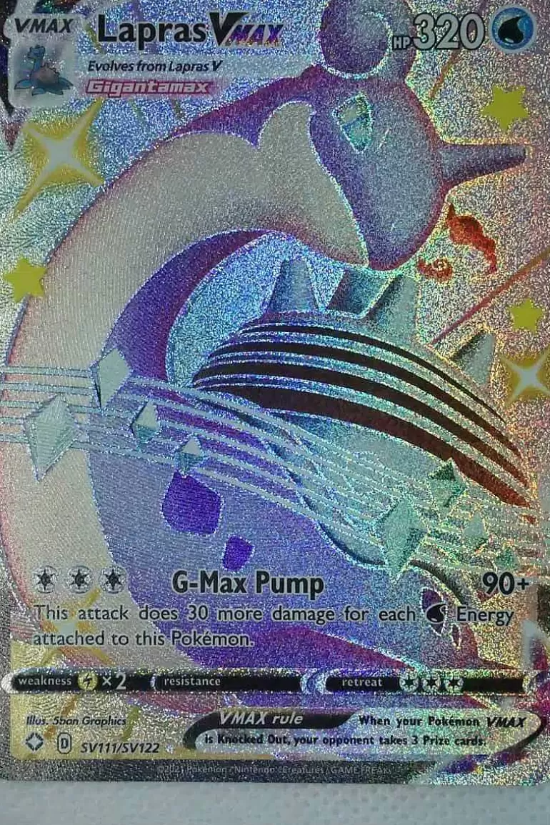 Pocket Monster Pokémon Kort-Lapras Vmax Sv111/Sv122 Shiny Rare