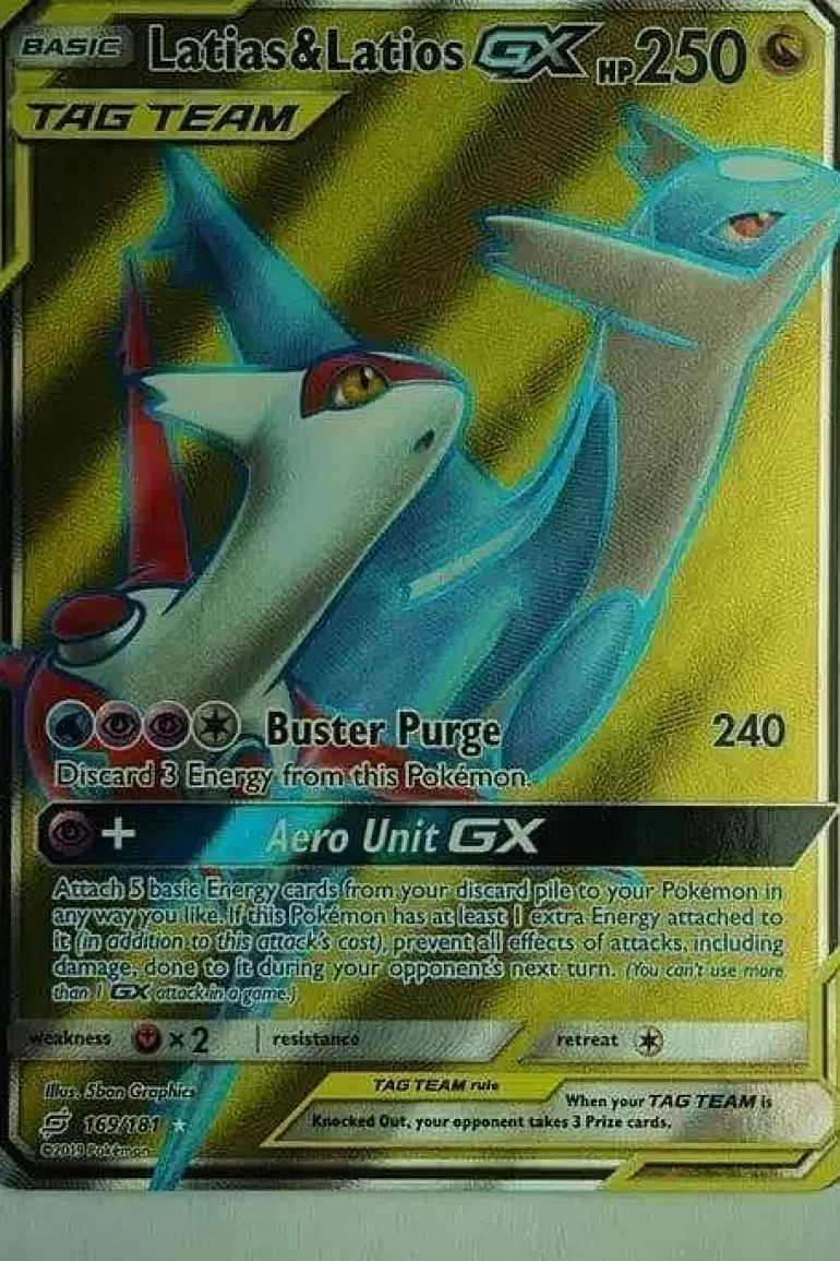 Pocket Monster Pokémon Kort-Latias & Latios Gx 169/181 Full Art