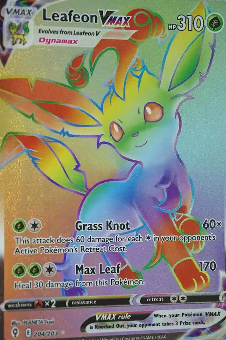 Pocket Monster Pokémon Kort-Leafeon Vmax 204/203 Hyper Rare
