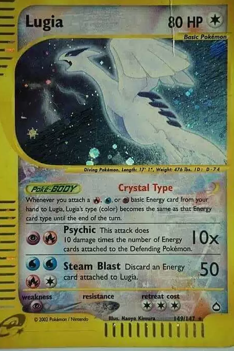 Pocket Monster Pokémon Kort-Lugia 149/147 Holo Rare Obs: Lille Fold Overst
