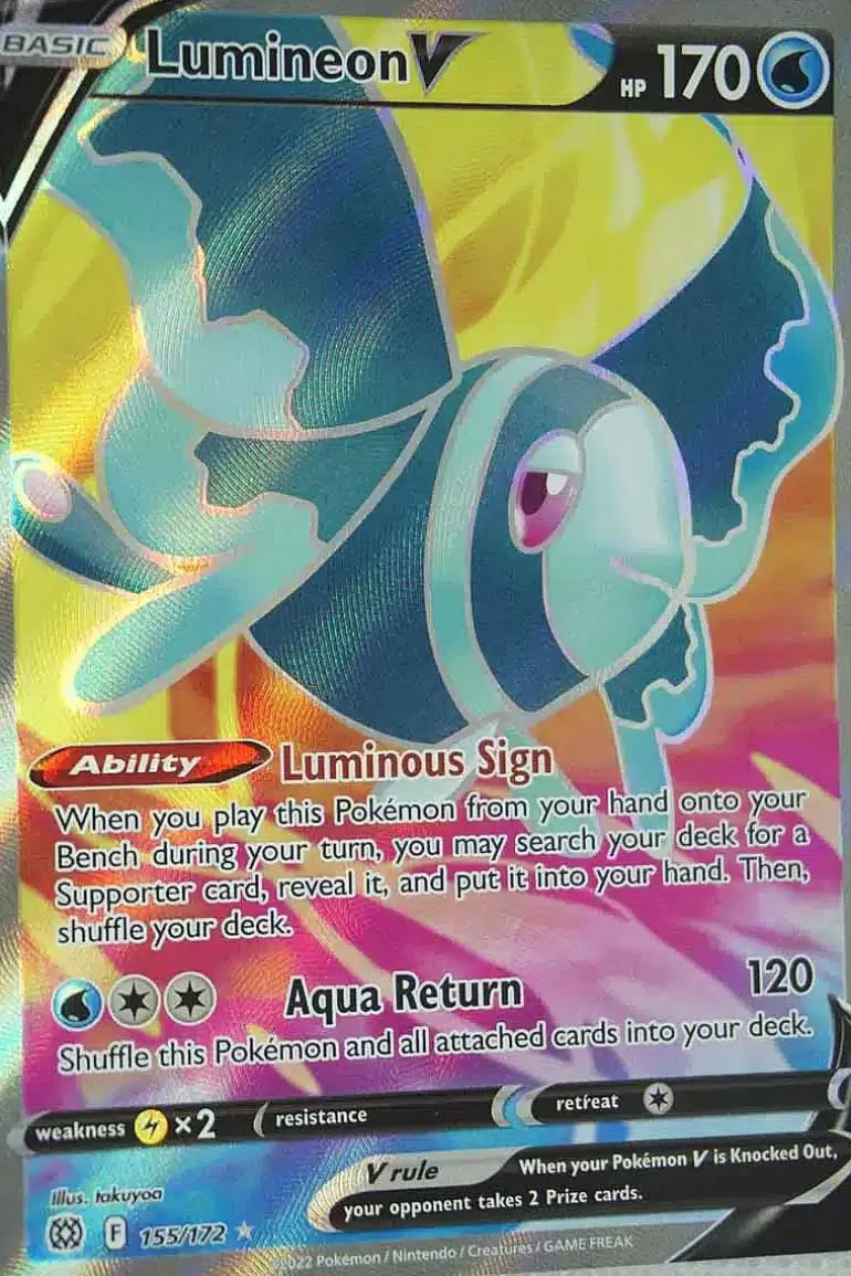 Pocket Monster Pokémon Kort-Lumineon V 155/172 Full Art