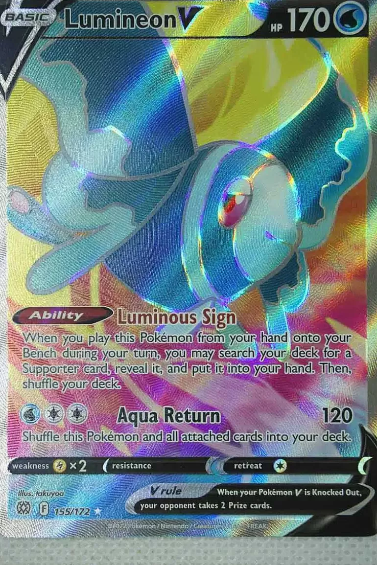 Pocket Monster Pokémon Kort-Lumineon V 155/172 Full Art