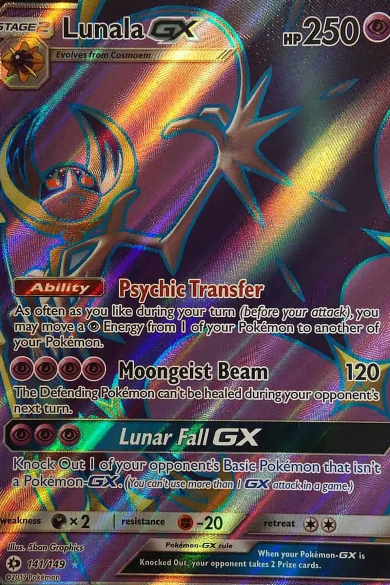 Pocket Monster Pokémon Kort-Lunala Gx 141/149 Full Art