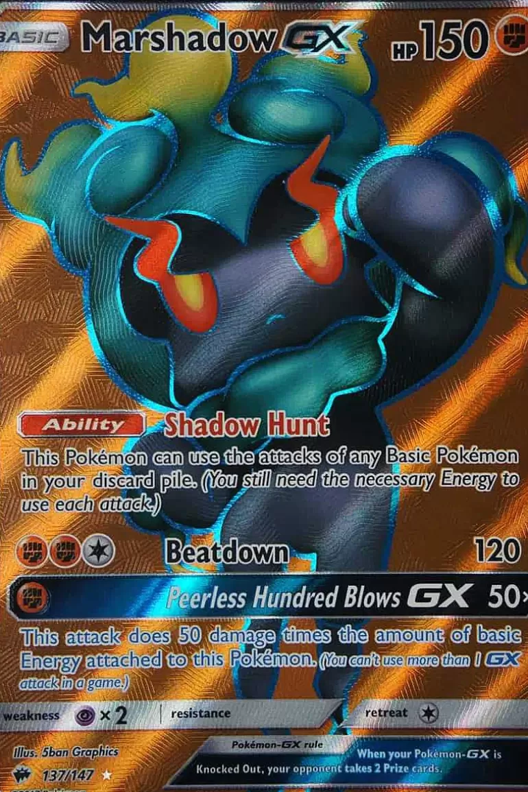 Pocket Monster Pokémon Kort-Marshadow Gx 137/147 Full Art