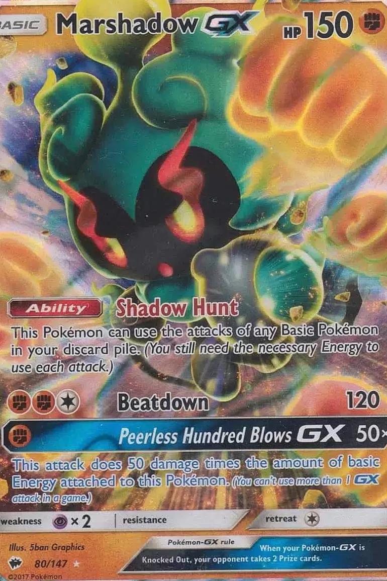 Pocket Monster Pokémon Kort-Marshadow Gx 80/147 Stor