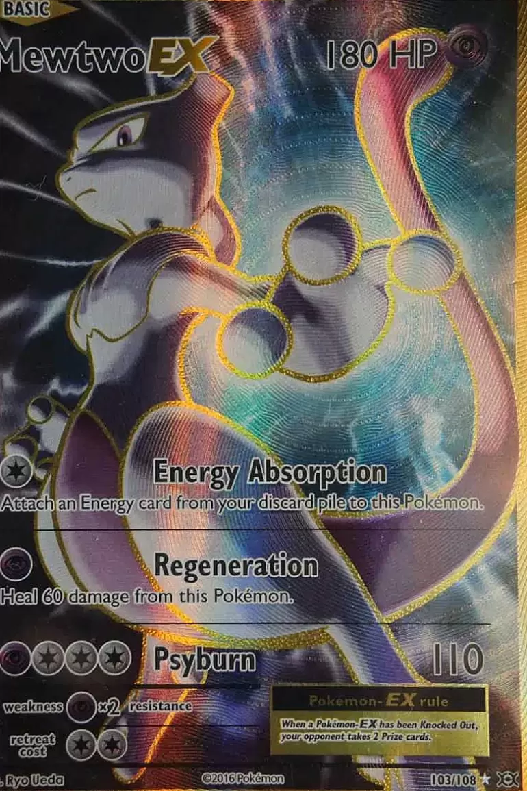 Pocket Monster Pokémon Kort-Mewtwo Ex 103/108 Full Art