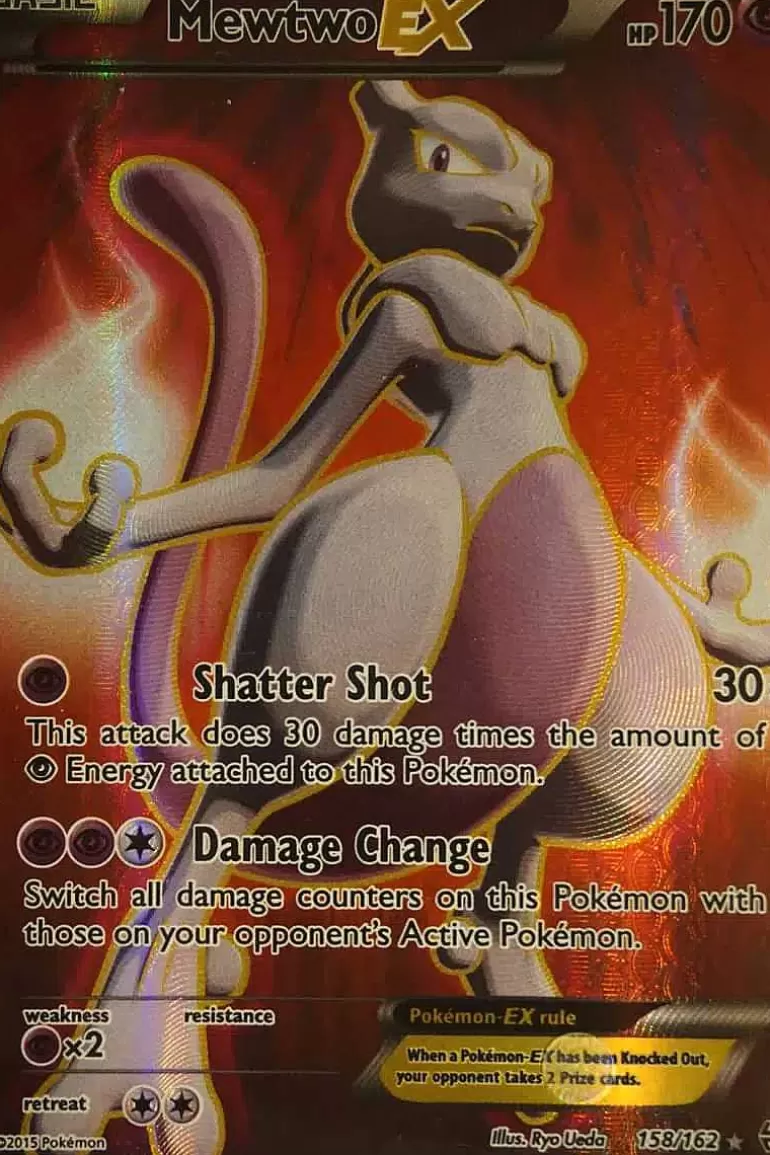 Pocket Monster Pokémon Kort-Mewtwo Ex 158/162 Full Art