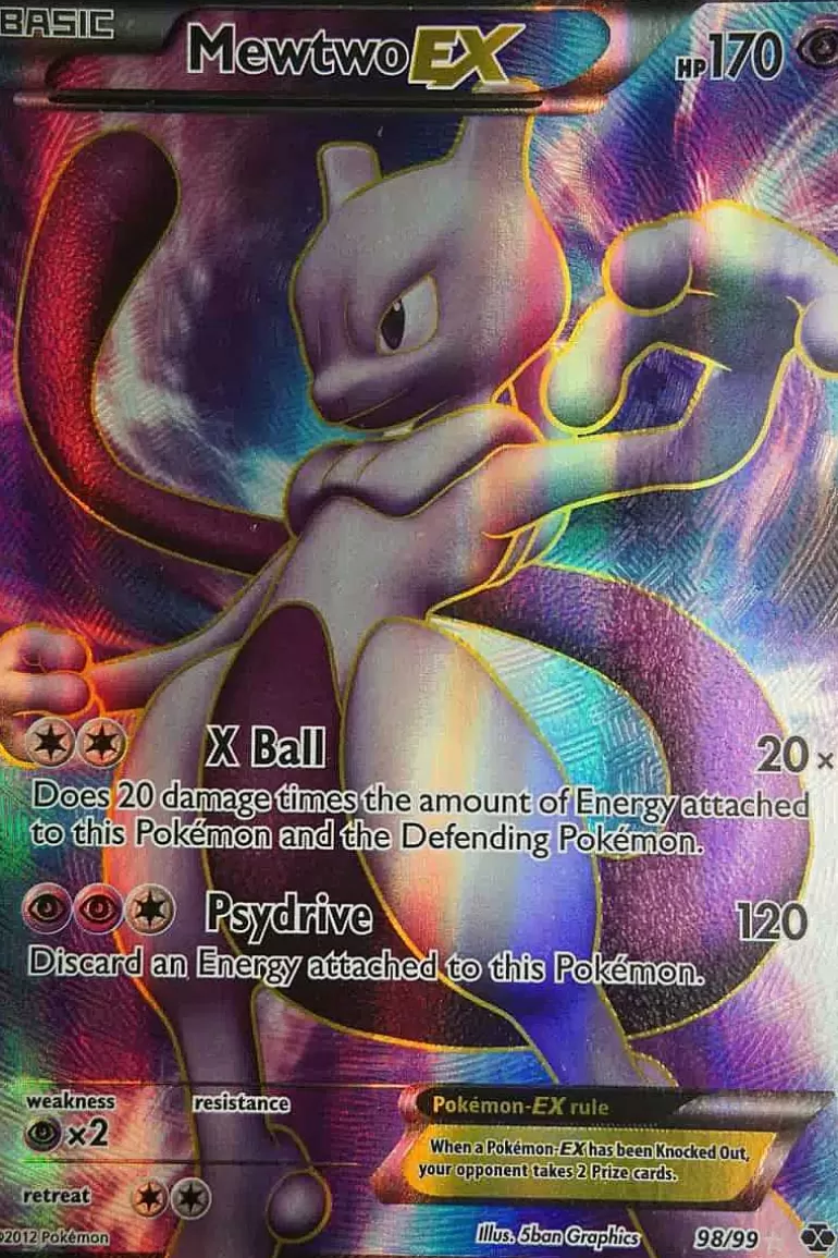 Pocket Monster Pokémon Kort-Mewtwo Ex 98/99 Full Art
