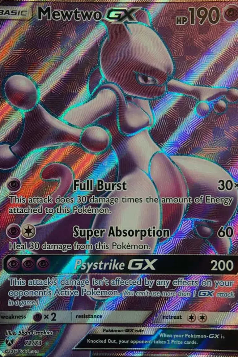 Pocket Monster Pokémon Kort-Mewtwo Gx 72/73 Full Art