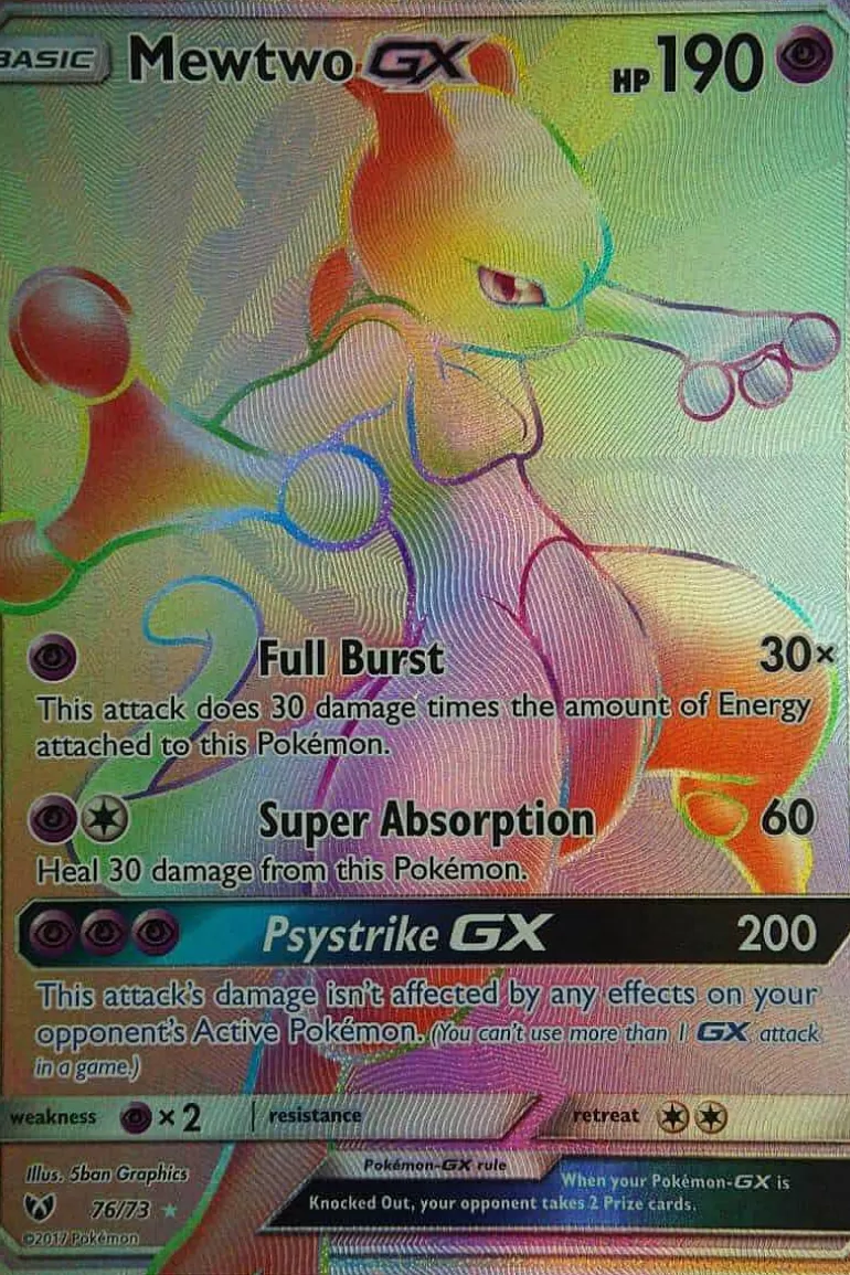 Pocket Monster Pokémon Kort-Mewtwo Gx 76/73 Hyper Rare