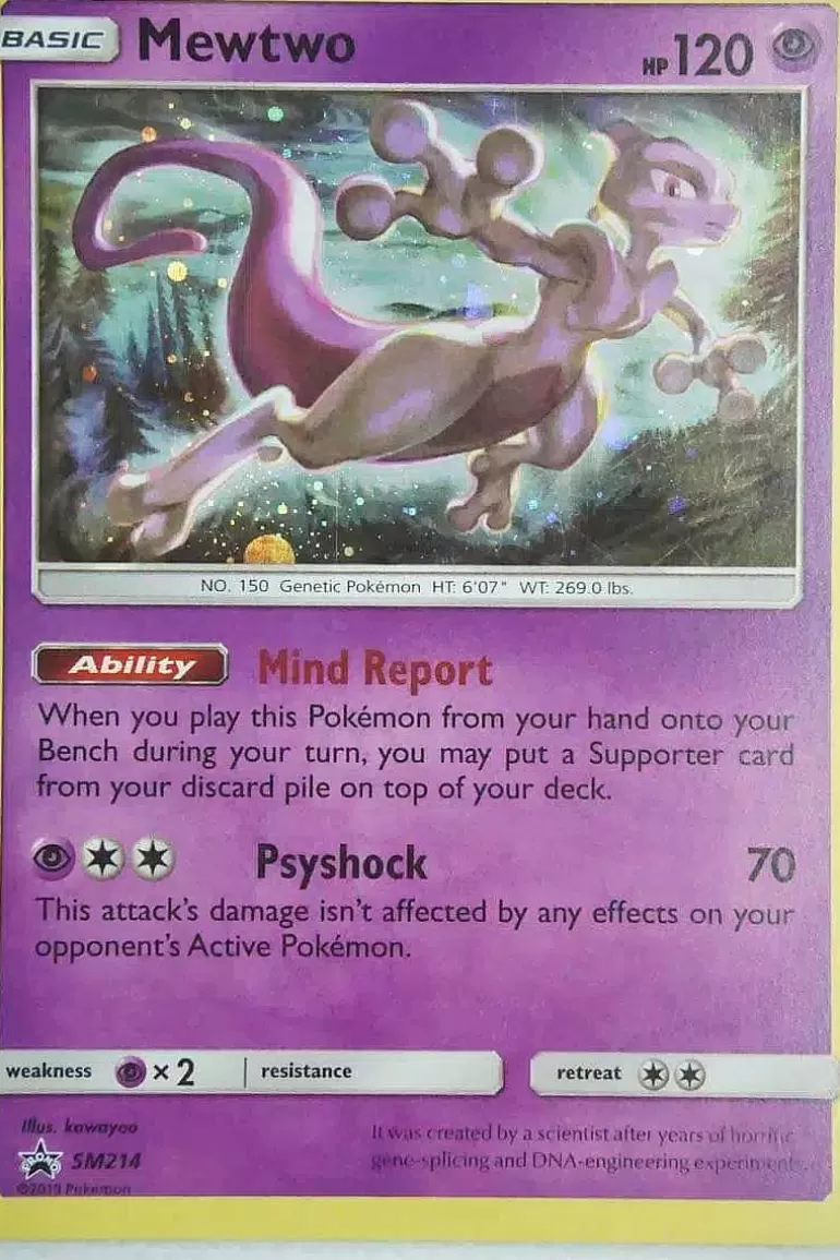 Pocket Monster Pokémon Kort-Mewtwo Sm214 Holo Promo