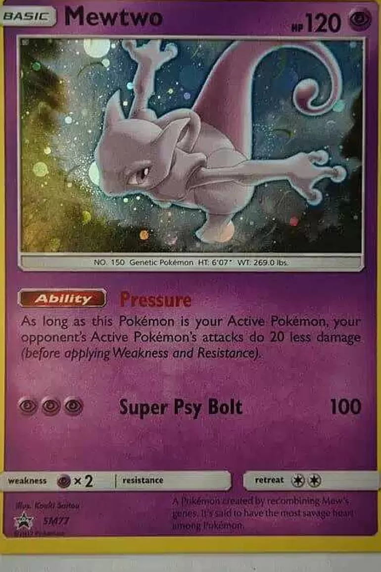 Pocket Monster Pokémon Kort-Mewtwo Sm77 Holo Promo