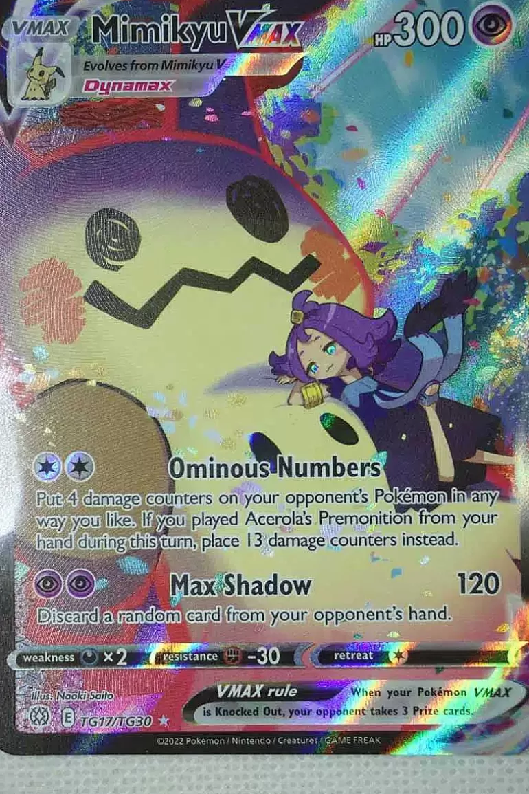 Pocket Monster Pokémon Kort-Mimikyu Vmax Tg17/Tg30