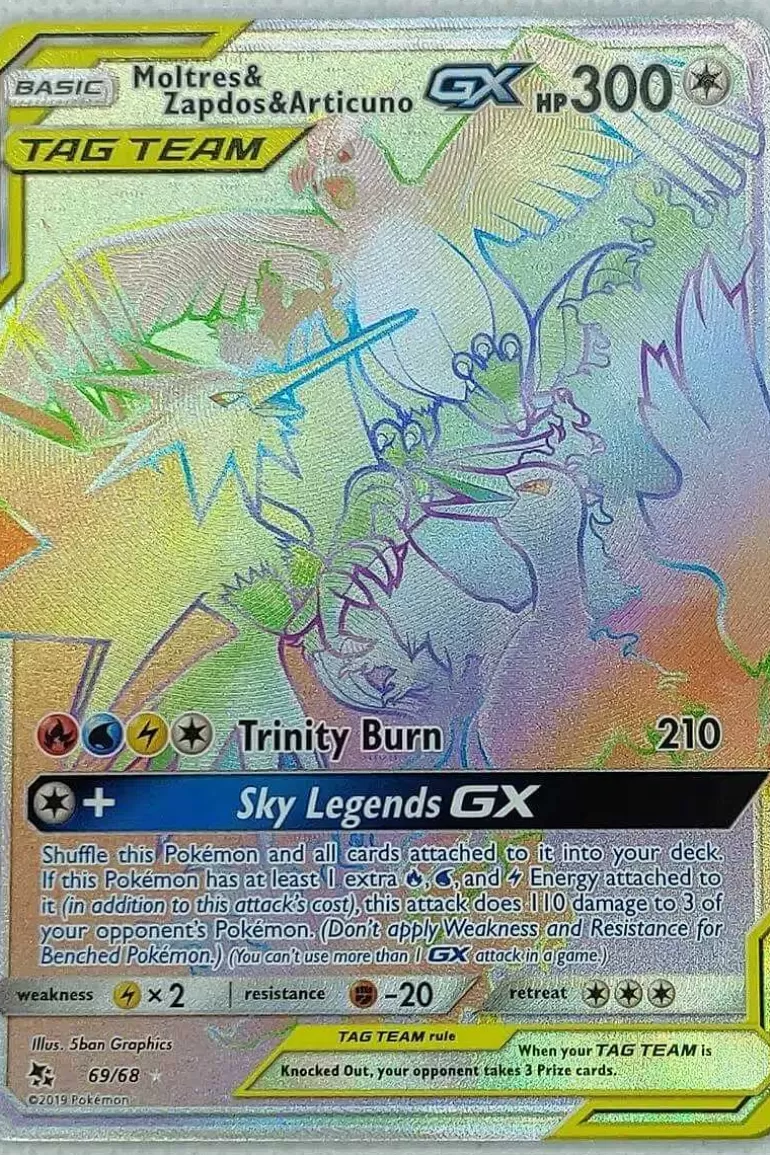 Pocket Monster Pokémon Kort-Moltres & Zapdos & Articuno Gx 69/68 Hyper Rare