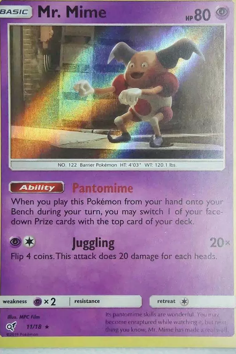 Pocket Monster Pokémon Kort-Mr. Mime 11/18 Holo Rare