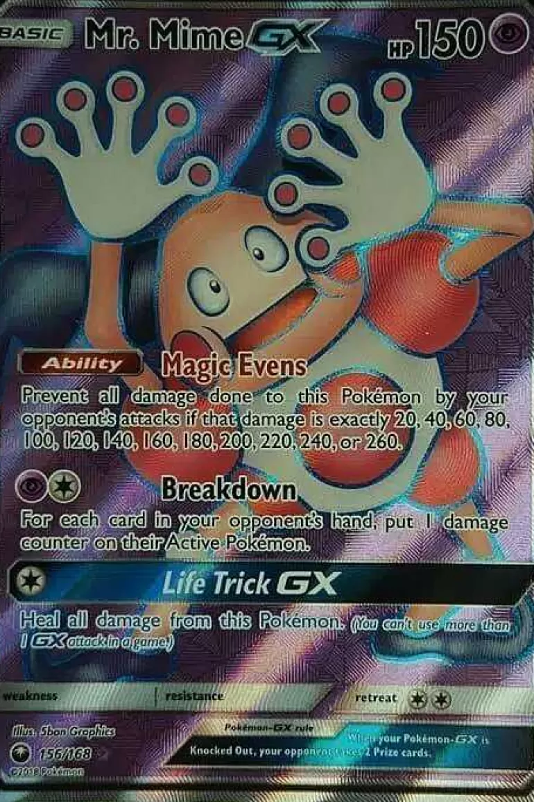 Pocket Monster Pokémon Kort-Mr Mime Gx 156/168 Full Art