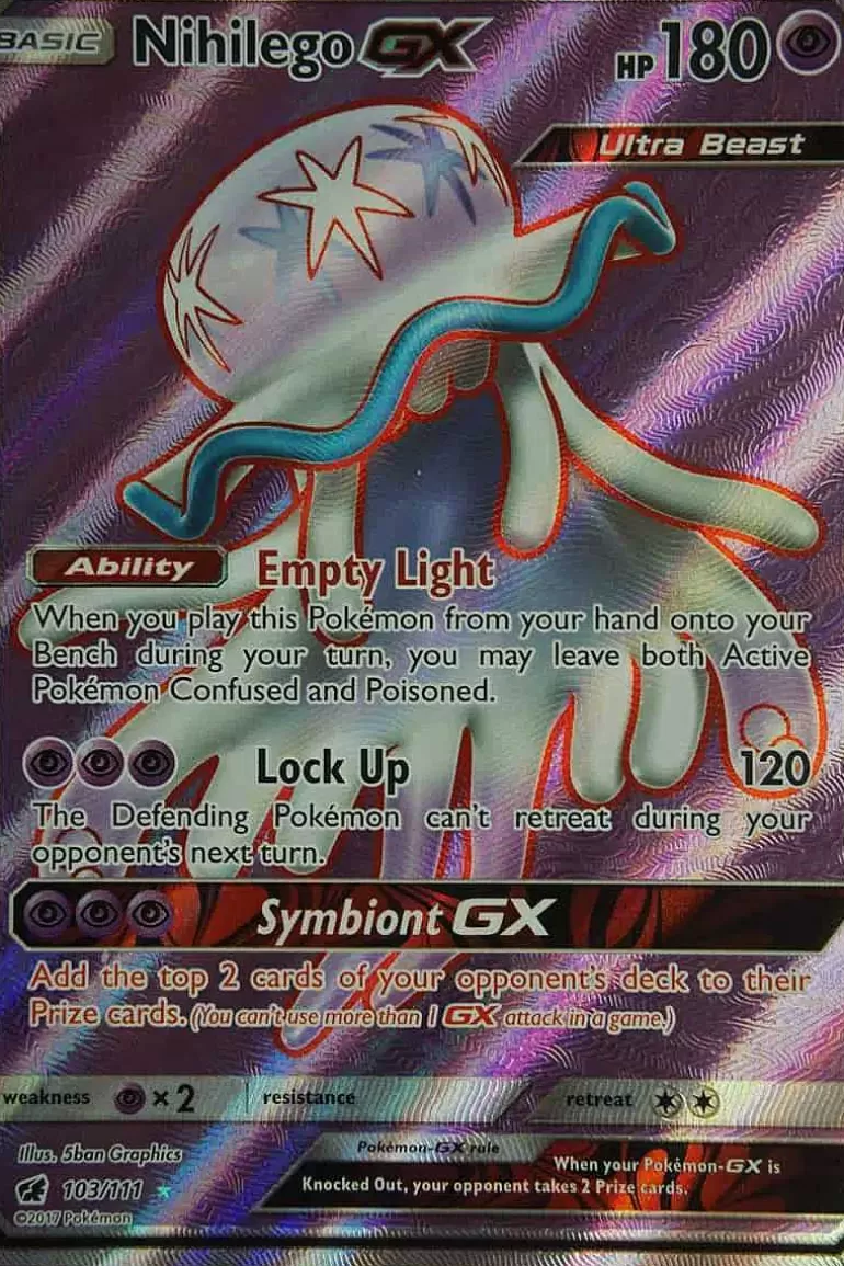 Pocket Monster Pokémon Kort-Nihilego Gx 103/111 Full Art