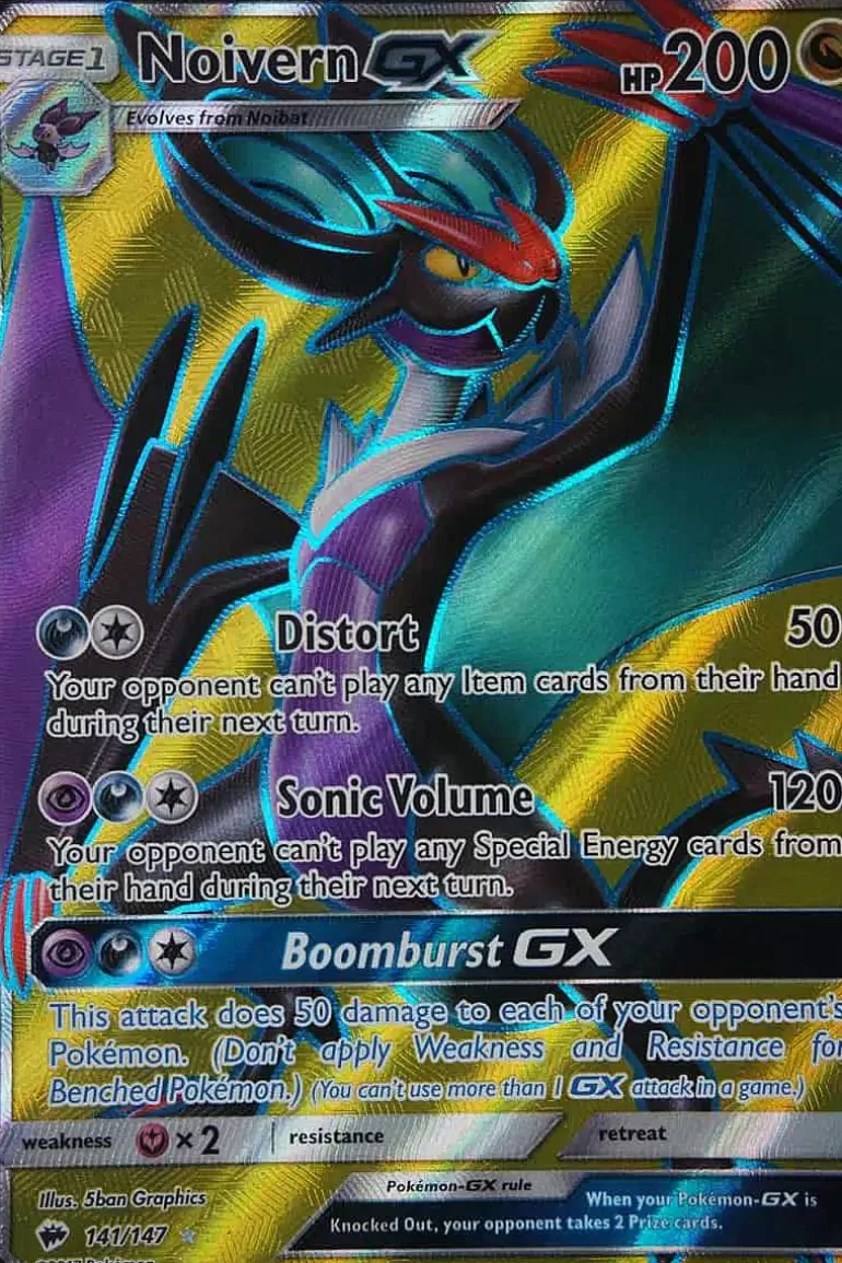 Pocket Monster Pokémon Kort-Noivern Gx 141/147 Full Art