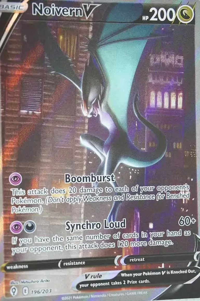 Pocket Monster Pokémon Kort-Noivern V 196/203 Alternate Art