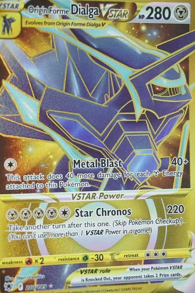 Pocket Monster Pokémon Kort-Origin Forme Dialga Vstar 210/189 Secret Rare