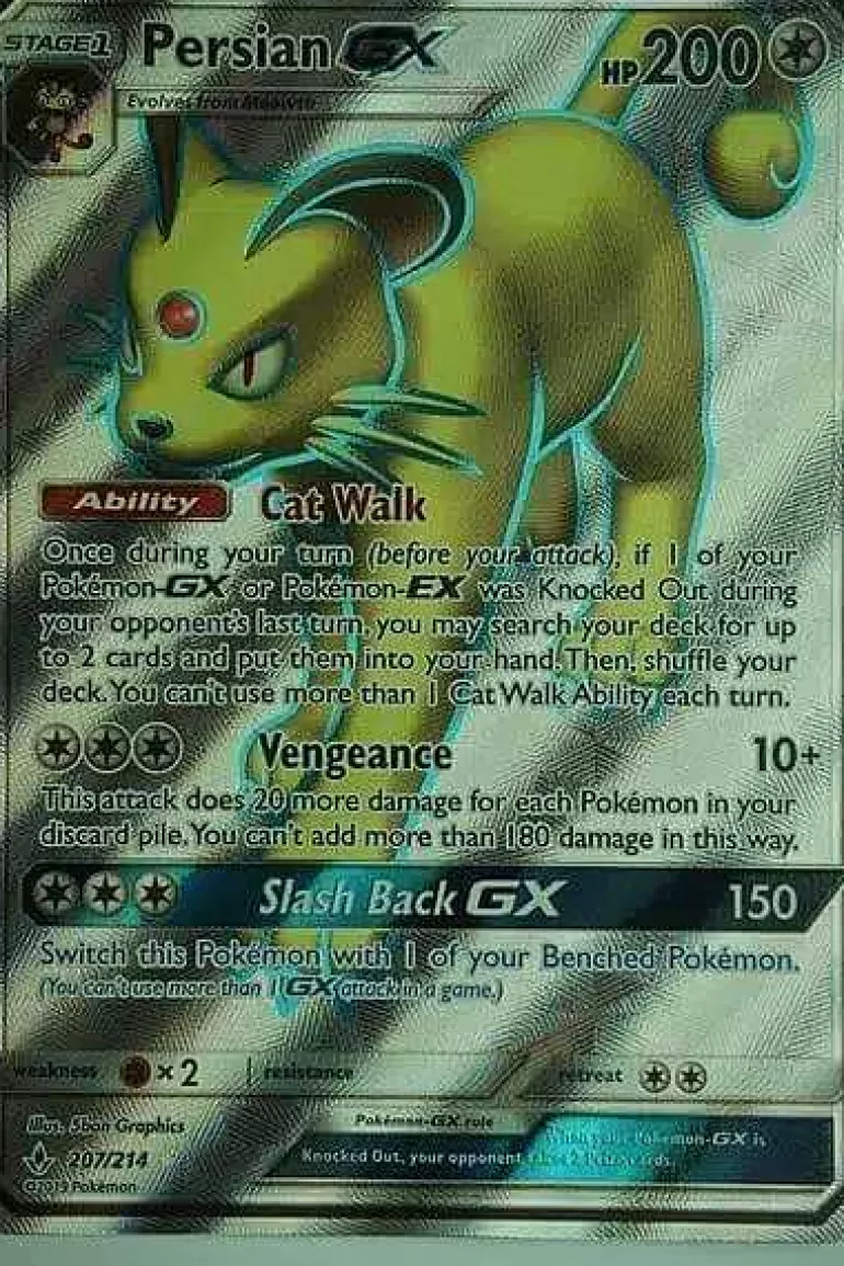 Pocket Monster Pokémon Kort-Persian Gx 207/214 Full Art