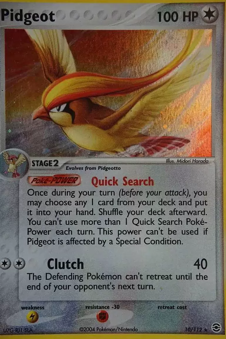 Pocket Monster Pokémon Kort-Pidgeot 10/112 Holo Rare