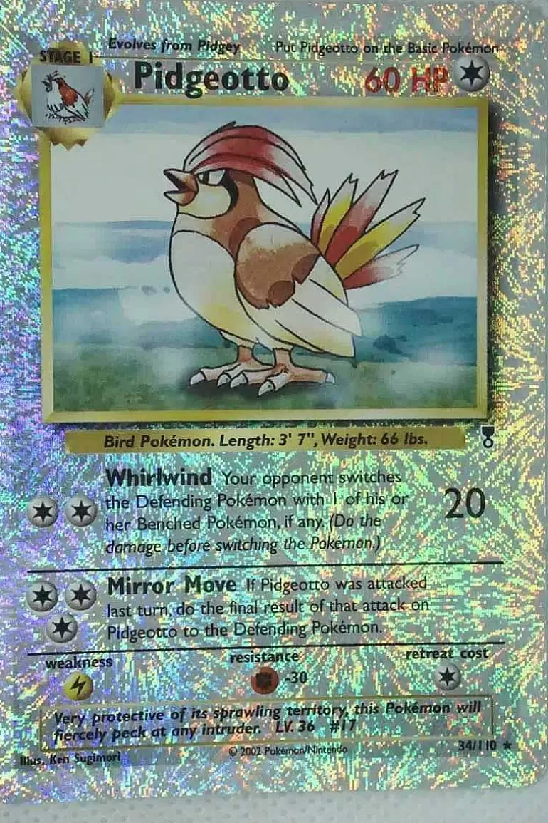 Pocket Monster Pokémon Kort-Pidgeotto 34/110 Special Holo Edition