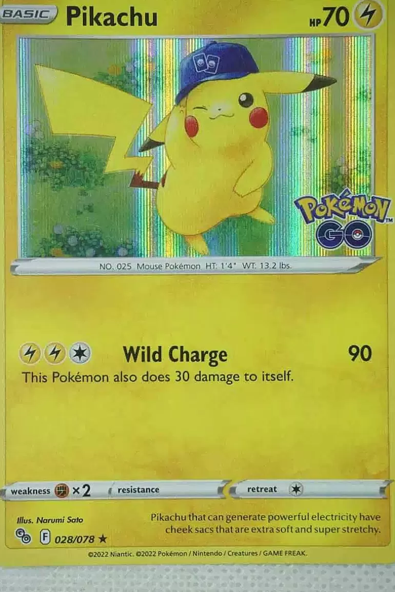 Pocket Monster Pokémon Kort-Pikachu 028/078 Holo Rare