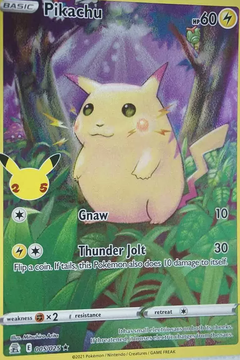 Pocket Monster Pokémon Kort-Pikachu 5/25 Full Art Holo Rare