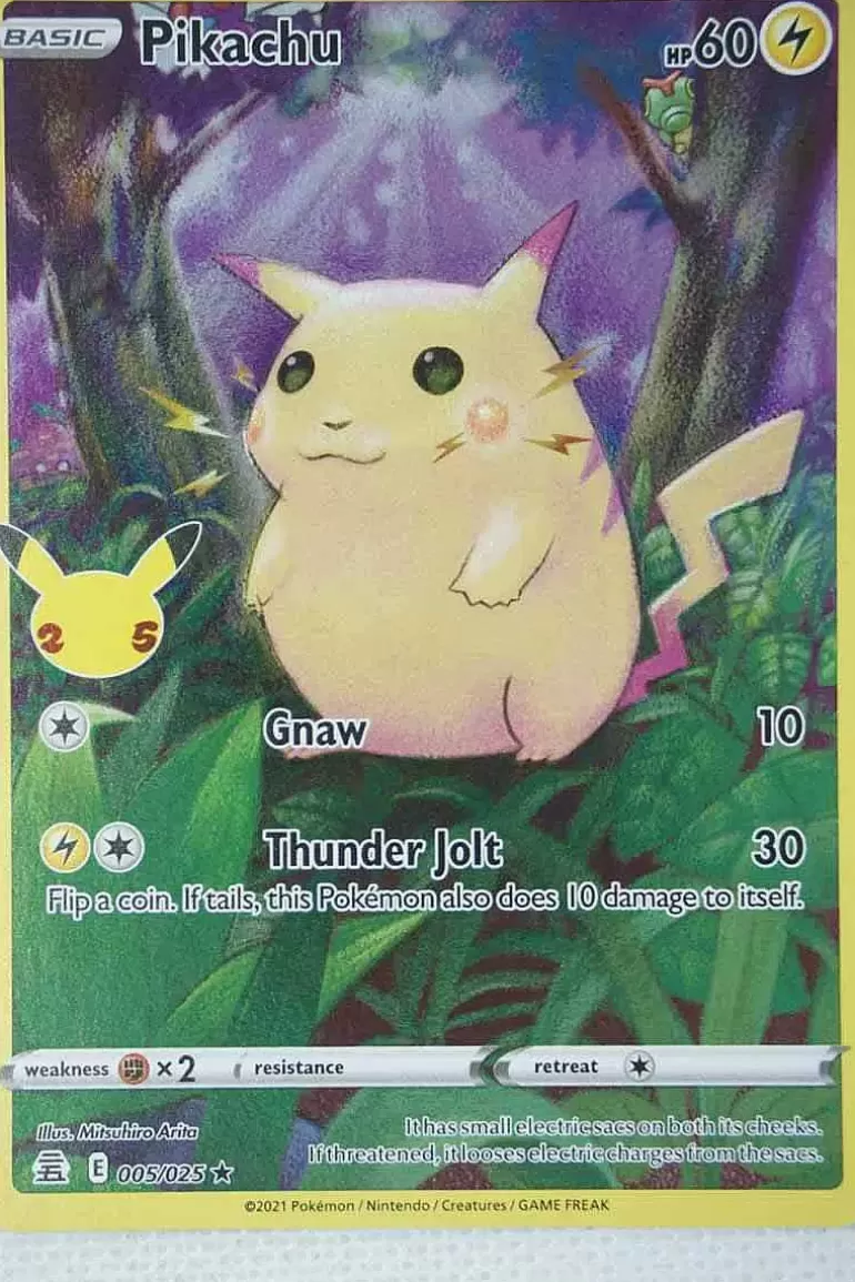Pocket Monster Pokémon Kort-Pikachu 5/25 Full Art Holo Rare