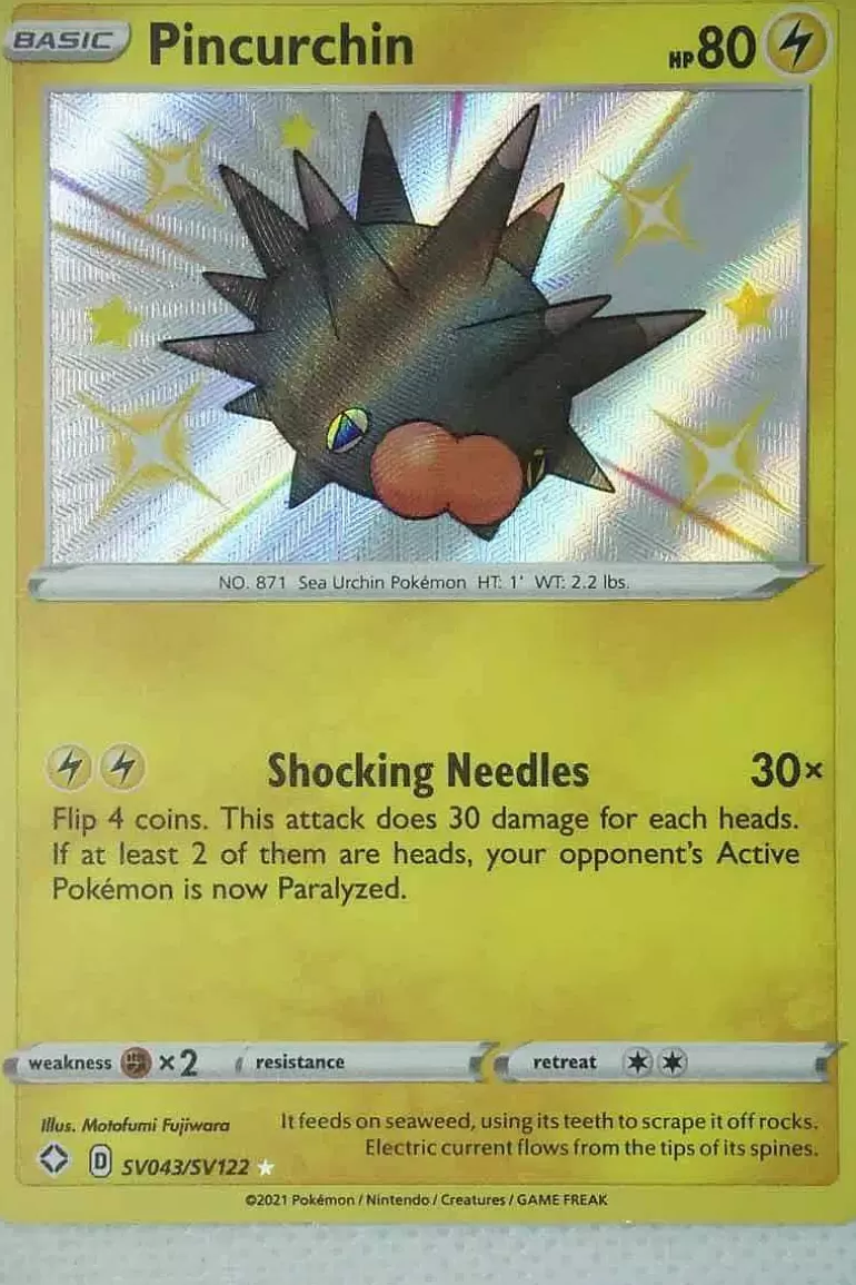 Pocket Monster Pokémon Kort-Pincurchin Sv043/Sv122 Shiny Rare