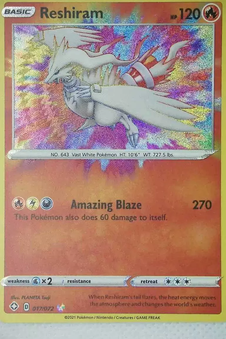 Pocket Monster Pokémon Kort-Reshiram 17/72 Amazing Rare