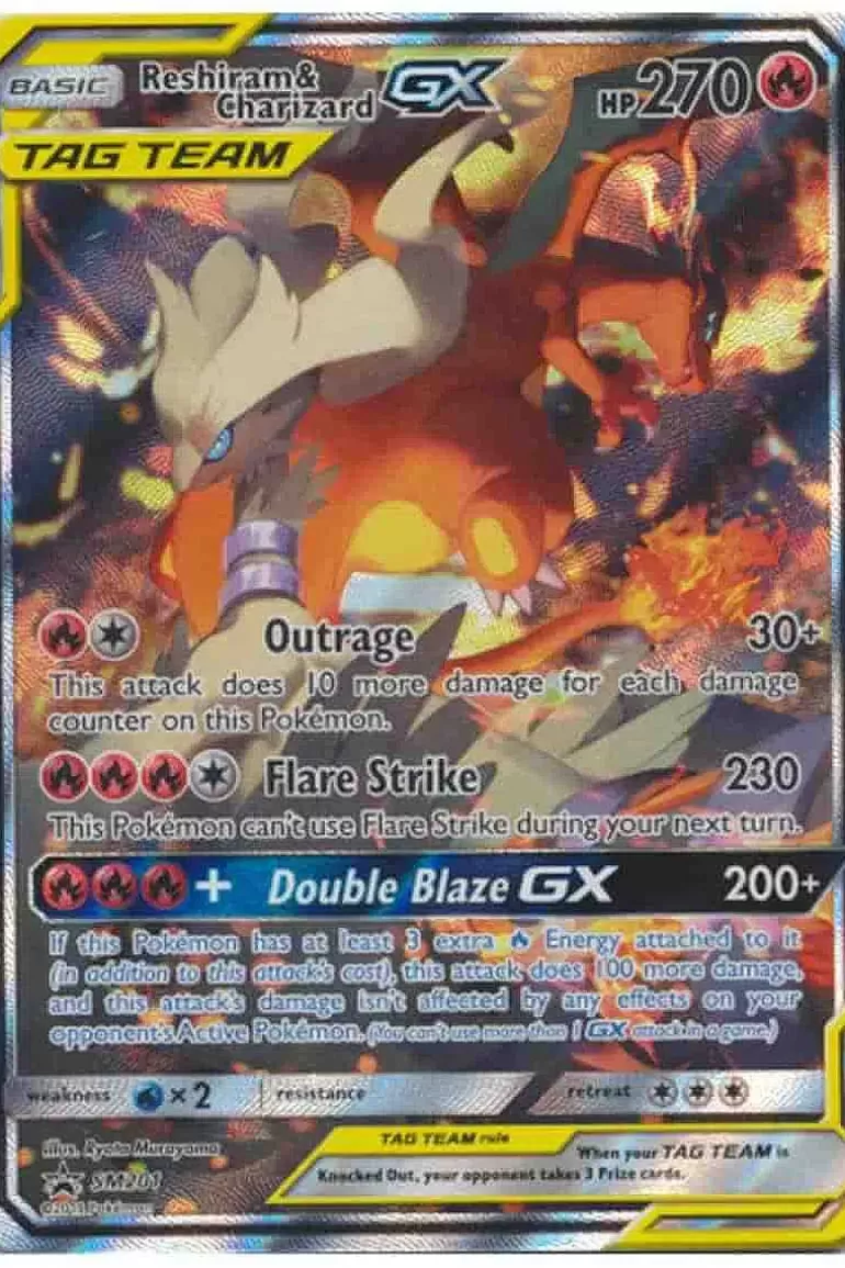Pocket Monster Pokémon Kort-Reshiram & Charizard Gx Sm201 Stor