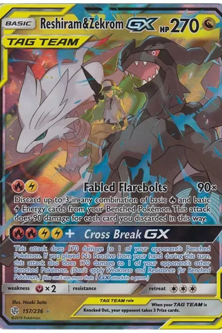 Pocket Monster Pokémon Kort-Reshiram & Zekrom Gx 157/236