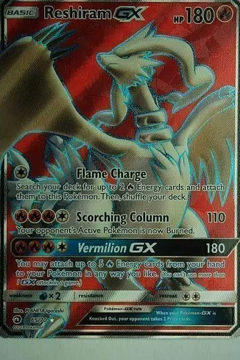 Pocket Monster Pokémon Kort-Reshiram Gx 65/70 Full Art