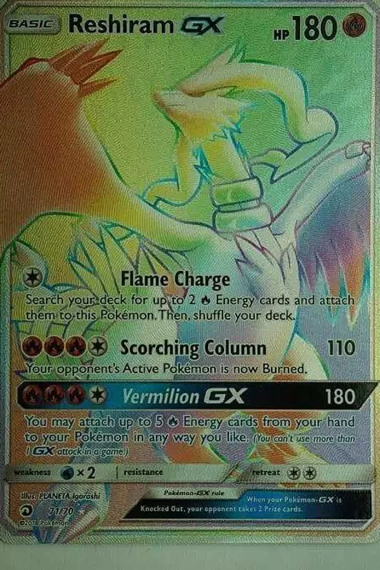 Pocket Monster Pokémon Kort-Reshiram Gx 71/70 Hyper Rare