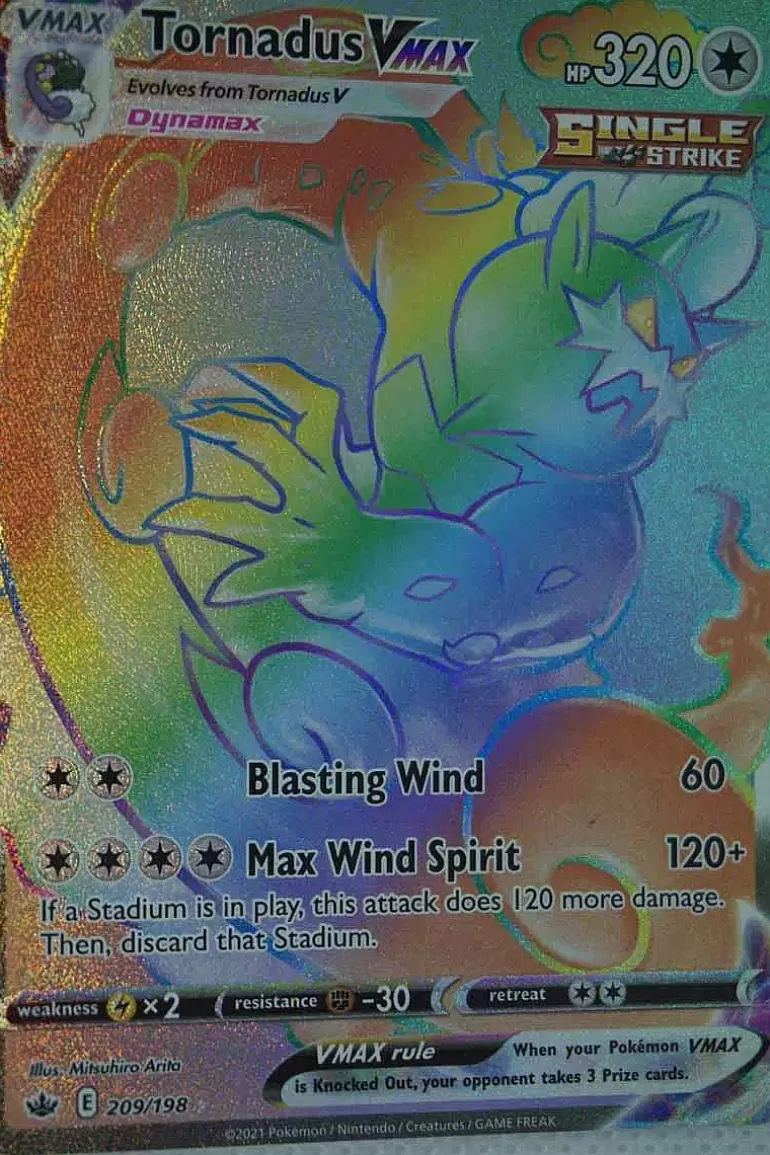 Pocket Monster Pokémon Kort-Tornadus Vmax 209/198 Hyper Rare
