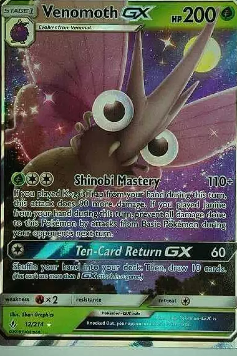 Pocket Monster Pokémon Kort-Venomoth Gx 12/214